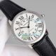 Swiss Replica Cartier Ronde de Cartier Stainless Steel Watch Case White Dial Black Leather Strap Diamonds Bezel 42mm (7)_th.jpg